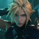 Final Fantasy VII protagonist Cloud Strife broods into the camera.